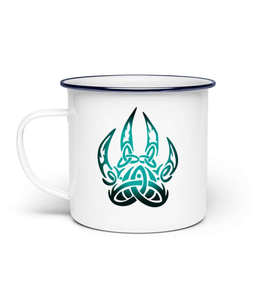 Wikinger - Emaille Tasse Berserker Symbol mit nordischem Knotenmotiv - Nordic Viking Wear