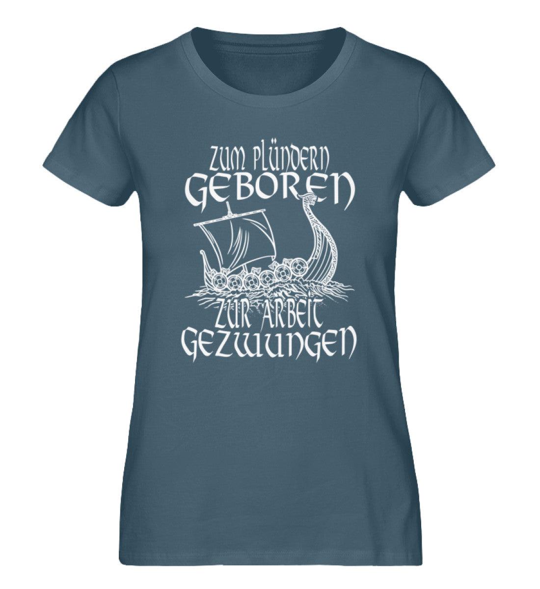 Schildmaiden Expresser Shirt „Zum Plündern geboren, zur Arbeit gezwungen“ – Nordisches Drachenboot Design - Nordic Viking Wear