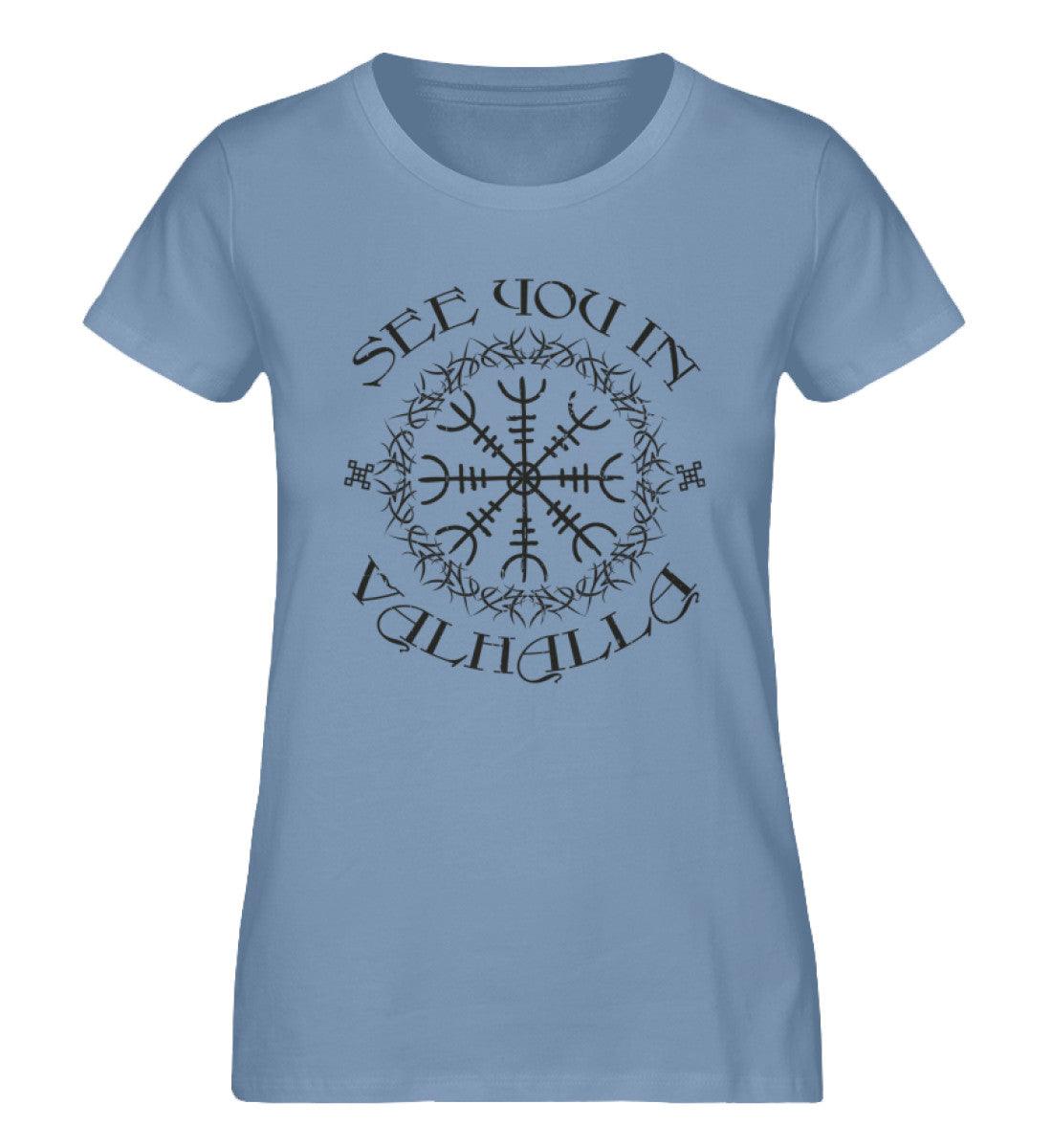 Schildmaiden Expresser „See You in Valhalla – Wikinger T-Shirt mit Vegvisir Design“ - Nordic Viking Wear