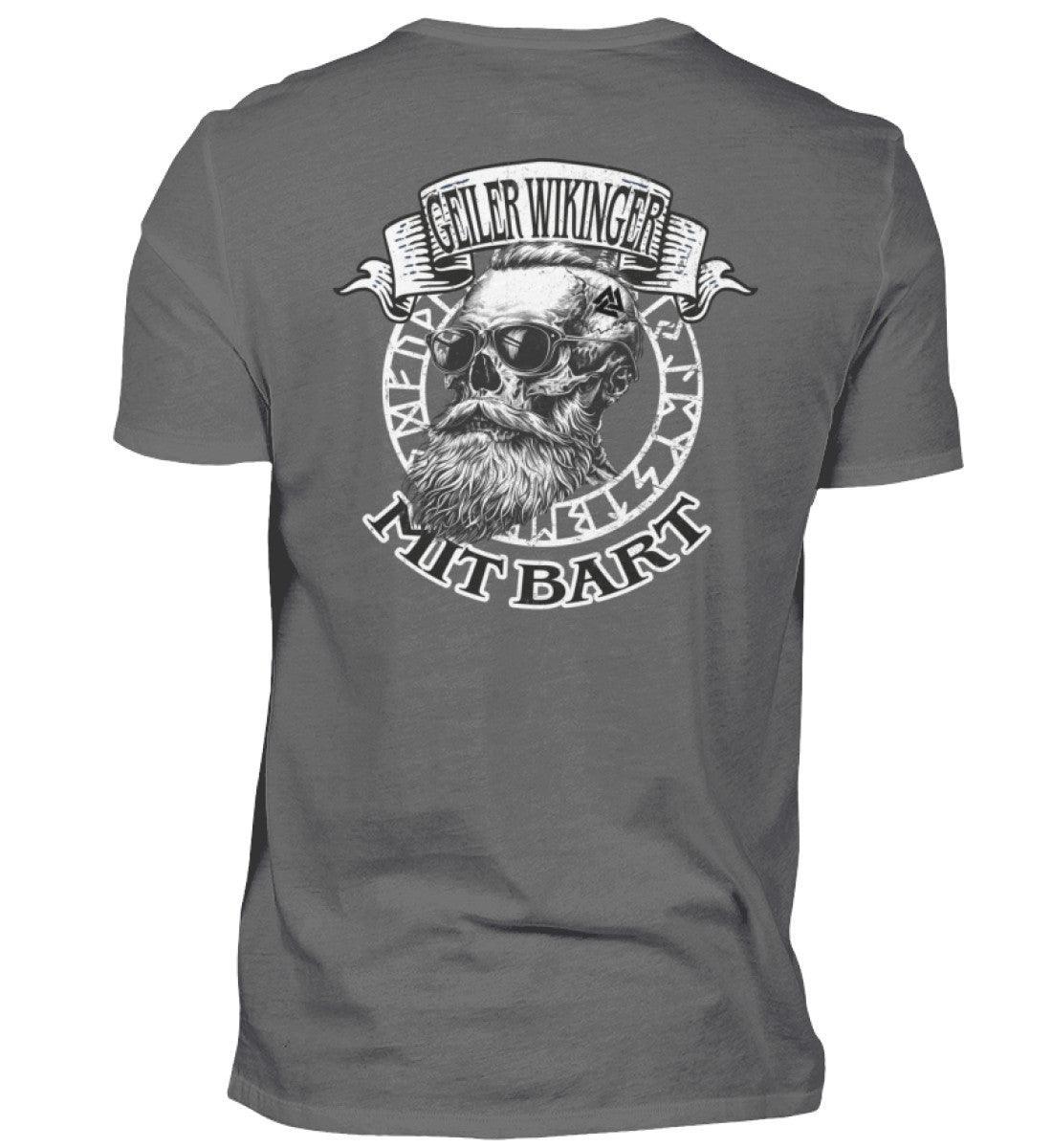 "Geiler Wikinger mit Bart - Lustiges Wikinger Backprint-Premiumshirt für Männer" - Nordic Viking Wear