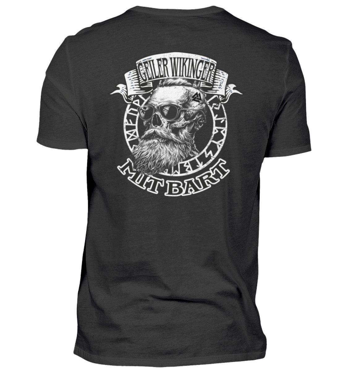 "Geiler Wikinger mit Bart - Lustiges Wikinger Backprint-Premiumshirt für Männer" - Nordic Viking Wear