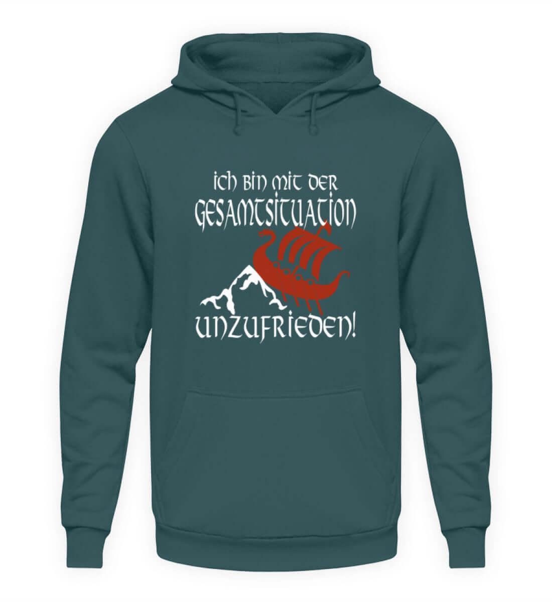 Lustiger Wikinger Hoodie 'Unzufrieden' – Humorvoll auf Kollisionskurs - Nordic Viking Wear