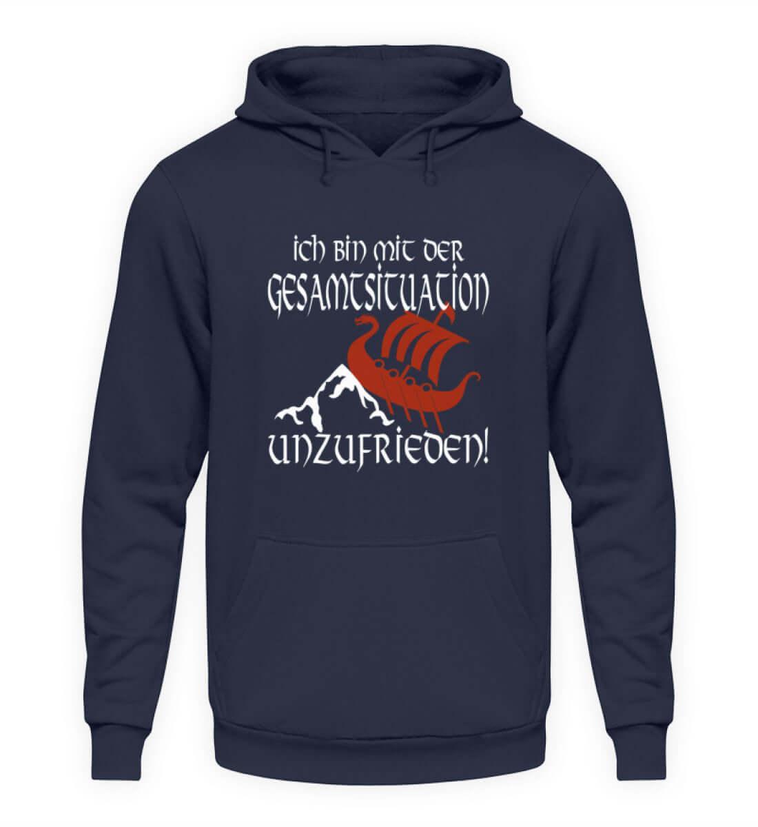 Lustiger Wikinger Hoodie 'Unzufrieden' – Humorvoll auf Kollisionskurs - Nordic Viking Wear