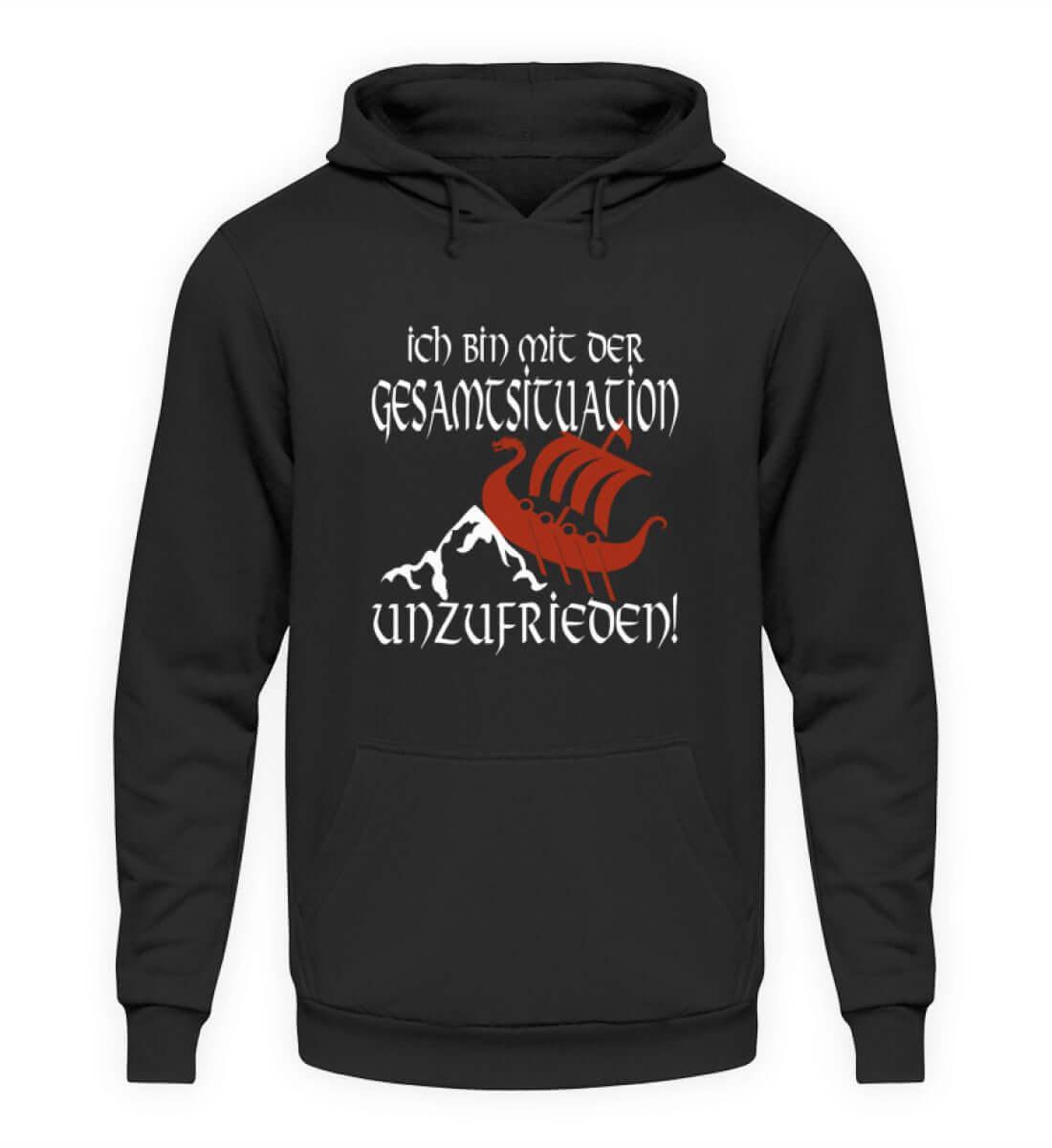 Lustiger Wikinger Hoodie 'Unzufrieden' – Humorvoll auf Kollisionskurs - Nordic Viking Wear