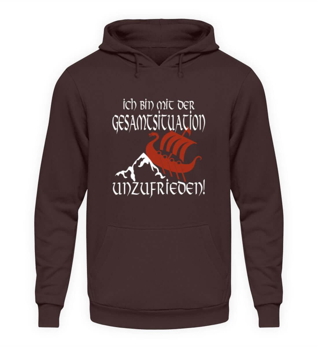 Lustiger Wikinger Hoodie 'Unzufrieden' – Humorvoll auf Kollisionskurs - Nordic Viking Wear