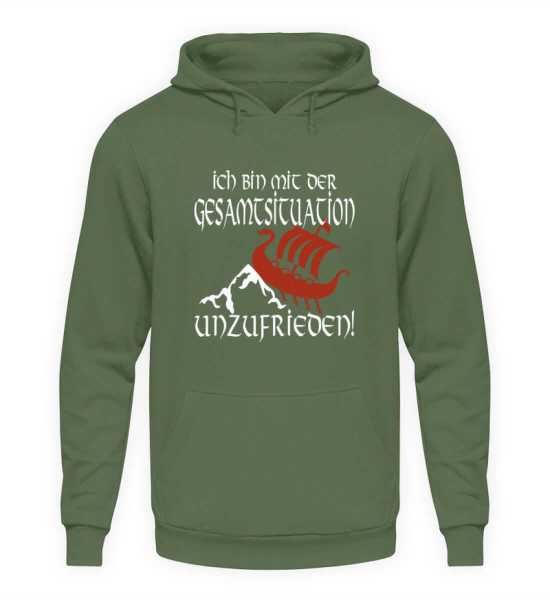 Lustiger Wikinger Hoodie 'Unzufrieden' – Humorvoll auf Kollisionskurs - Nordic Viking Wear
