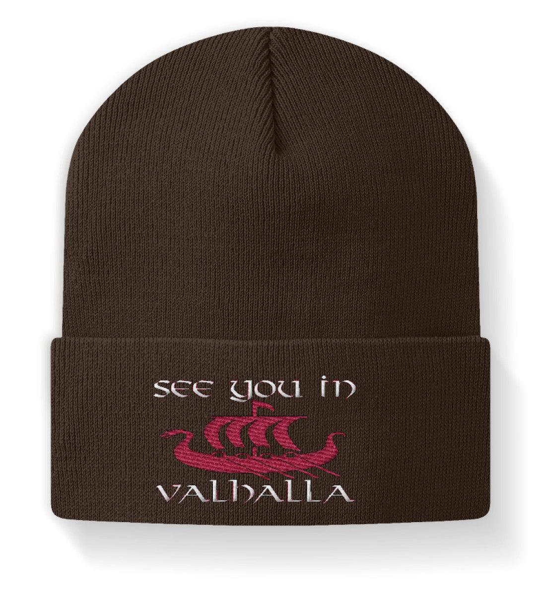 Wikinger-Beanie "See You in Valhalla" – Stilvolle Nordische Mütze für den modernen Krieger - Nordic Viking Wear