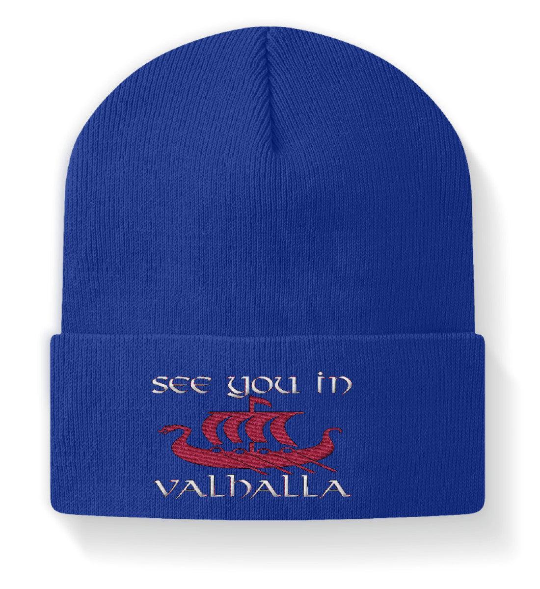 Wikinger-Beanie "See You in Valhalla" – Stilvolle Nordische Mütze für den modernen Krieger - Nordic Viking Wear