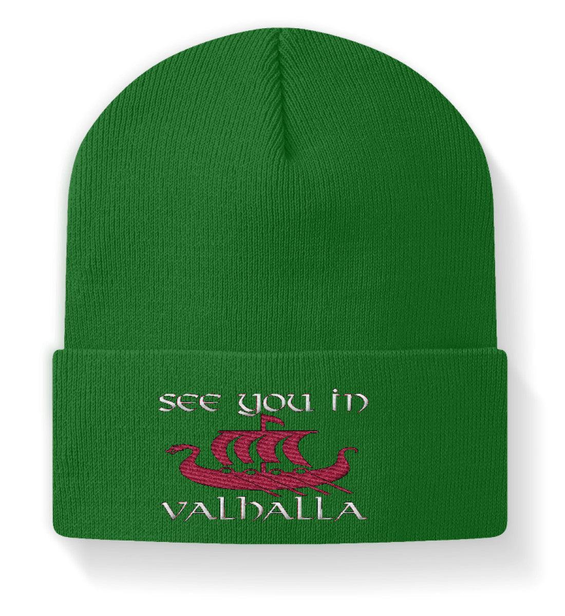 Wikinger-Beanie "See You in Valhalla" – Stilvolle Nordische Mütze für den modernen Krieger - Nordic Viking Wear