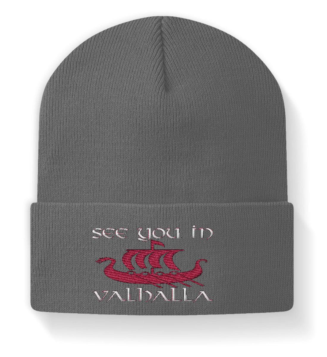Wikinger-Beanie "See You in Valhalla" – Stilvolle Nordische Mütze für den modernen Krieger - Nordic Viking Wear