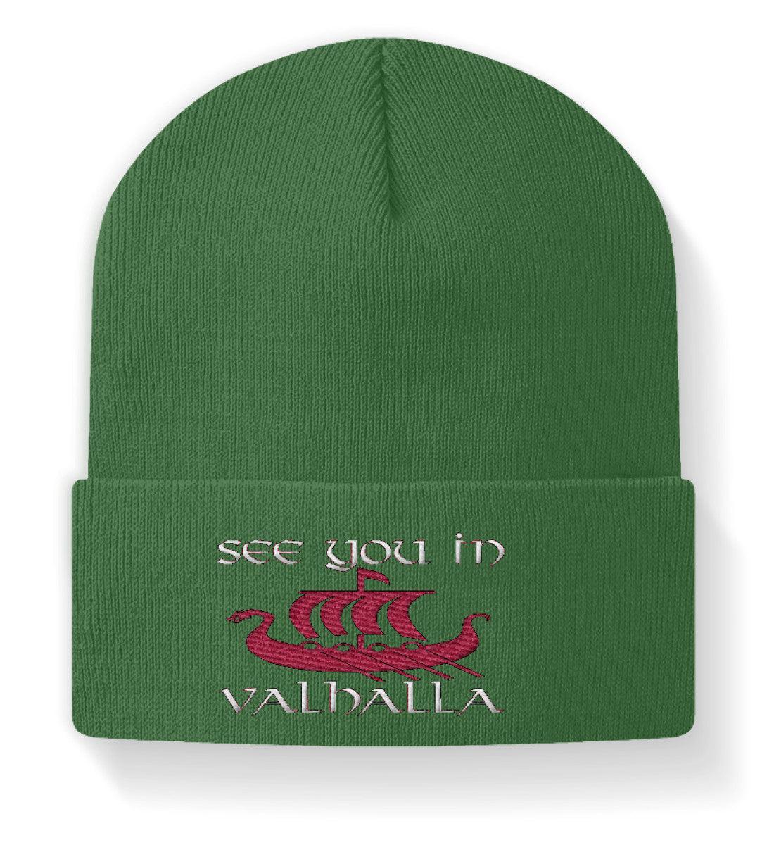Wikinger-Beanie "See You in Valhalla" – Stilvolle Nordische Mütze für den modernen Krieger - Nordic Viking Wear