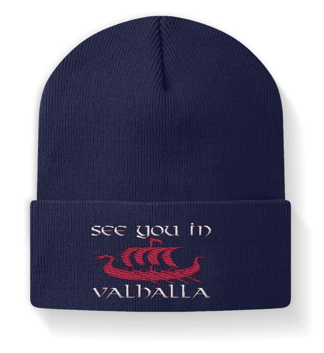 Wikinger-Beanie "See You in Valhalla" – Stilvolle Nordische Mütze für den modernen Krieger - Nordic Viking Wear