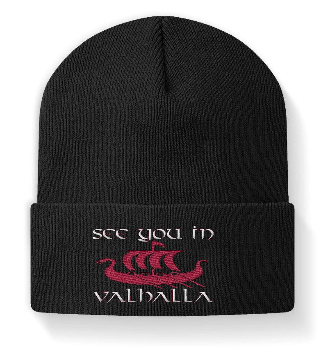 Wikinger-Beanie "See You in Valhalla" – Stilvolle Nordische Mütze für den modernen Krieger - Nordic Viking Wear