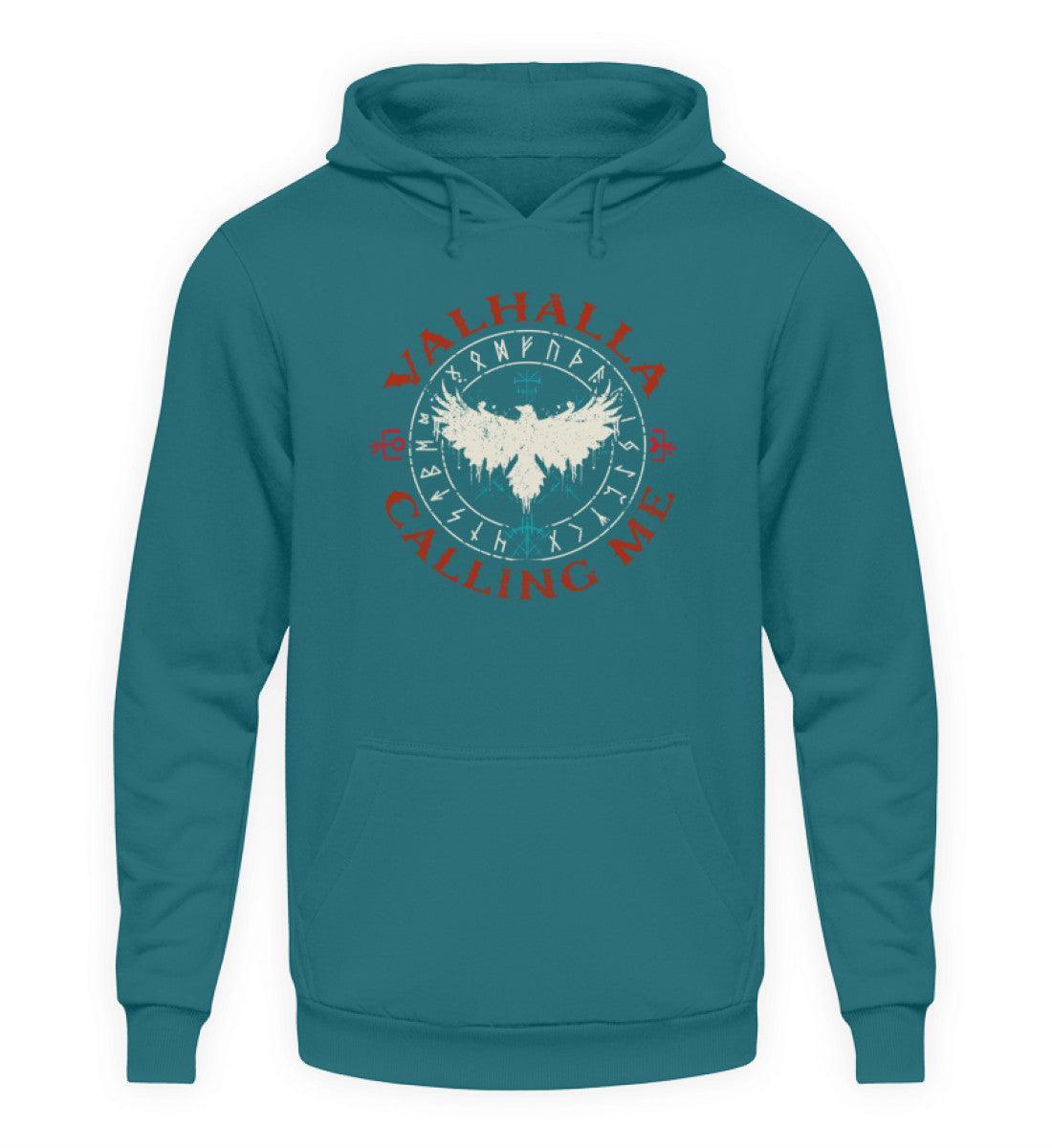 Wikinger Hoodie "Valhalla Calling Me" – Mit Raben-Symbolik & Runenkreis - Nordic Viking Wear