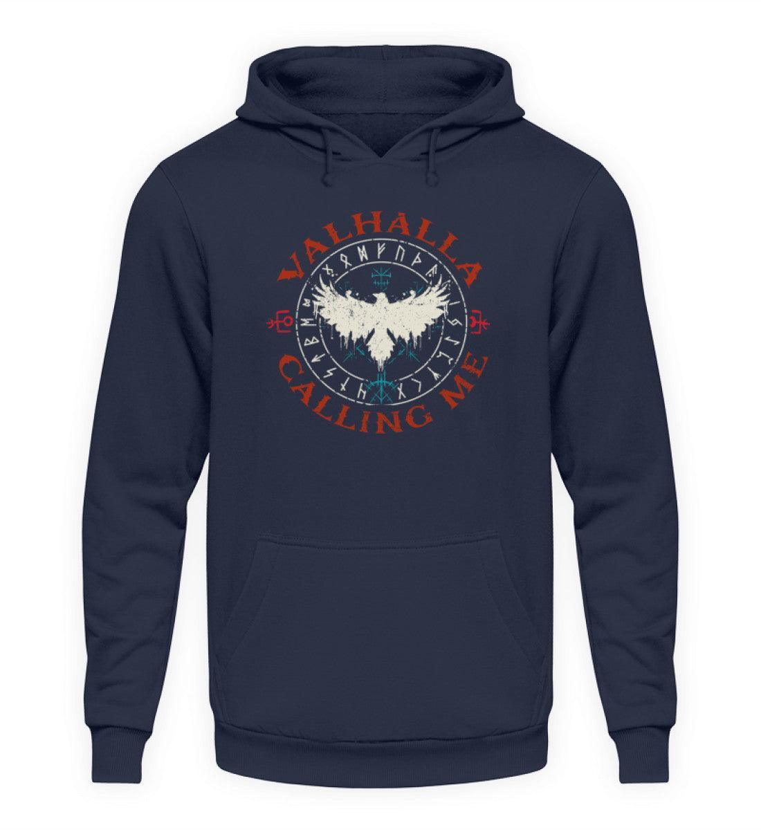 Wikinger Hoodie "Valhalla Calling Me" – Mit Raben-Symbolik & Runenkreis - Nordic Viking Wear