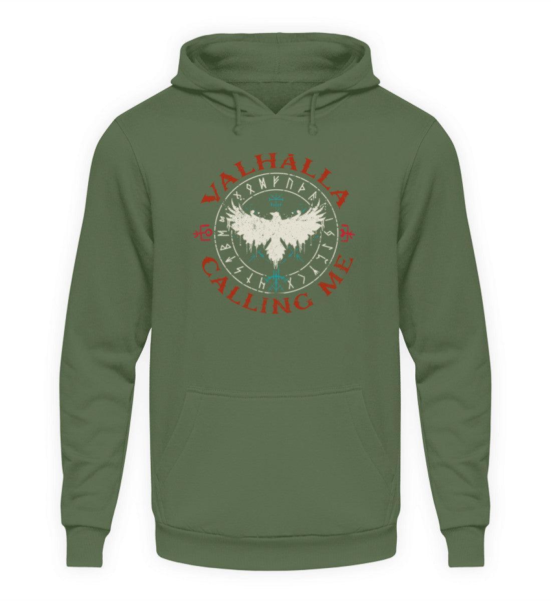 Wikinger Hoodie "Valhalla Calling Me" – Mit Raben-Symbolik & Runenkreis - Nordic Viking Wear