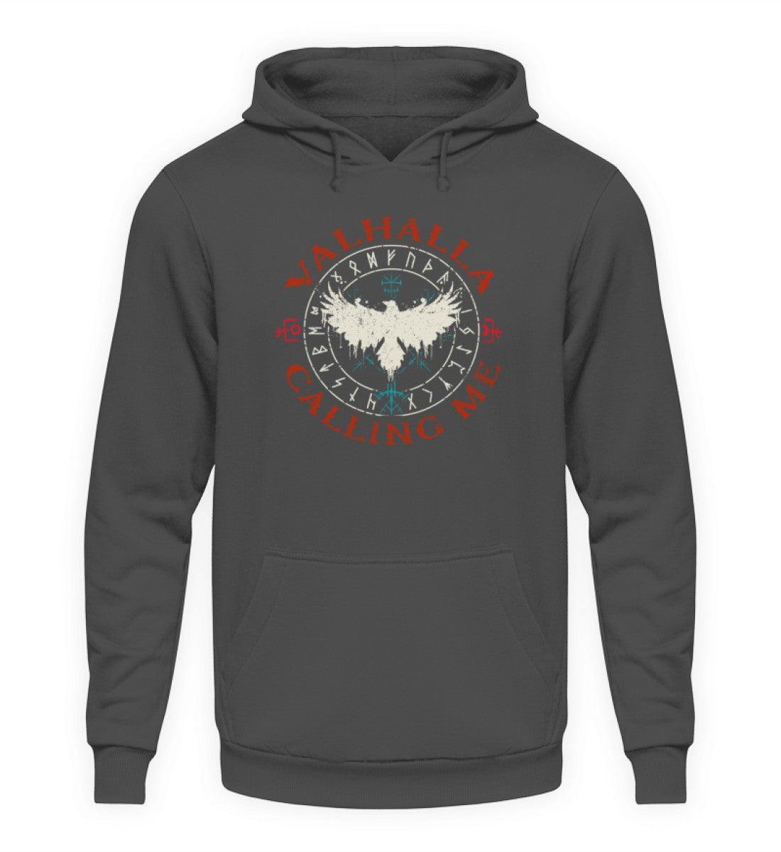 Wikinger Hoodie "Valhalla Calling Me" – Mit Raben-Symbolik & Runenkreis - Nordic Viking Wear