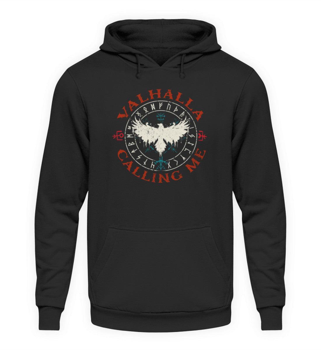 Wikinger Hoodie "Valhalla Calling Me" – Mit Raben-Symbolik & Runenkreis - Nordic Viking Wear
