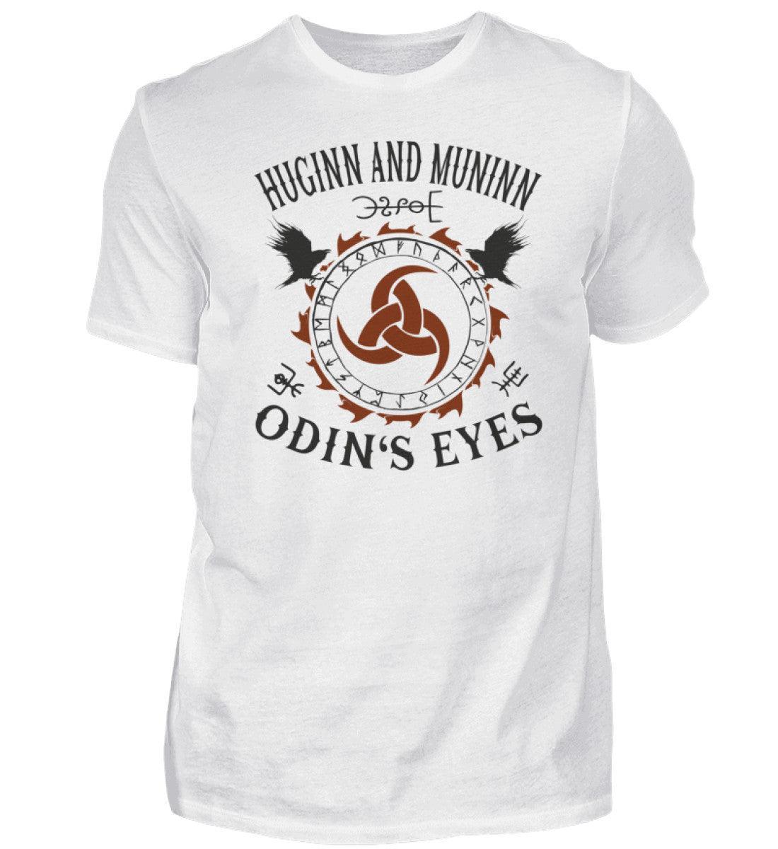 Wikinger Premium T-Shirt | Huginn und Muninn, Odins Augen | Mit Odins Gjallarhorn & Runenkreis - Nordic Viking Wear