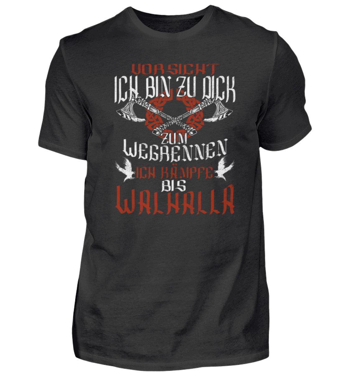 Lustiges Wikinger-Premiumshirt – 'Ich bin zu dick zum Wegrennen - Nordic Viking Wear