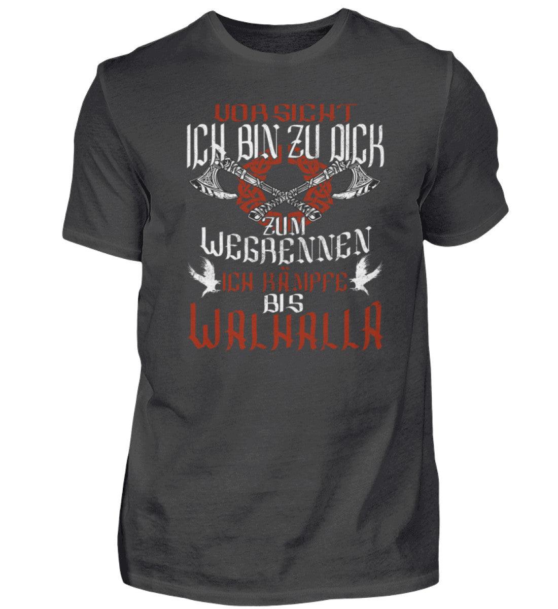 Lustiges Wikinger-Premiumshirt – 'Ich bin zu dick zum Wegrennen - Nordic Viking Wear