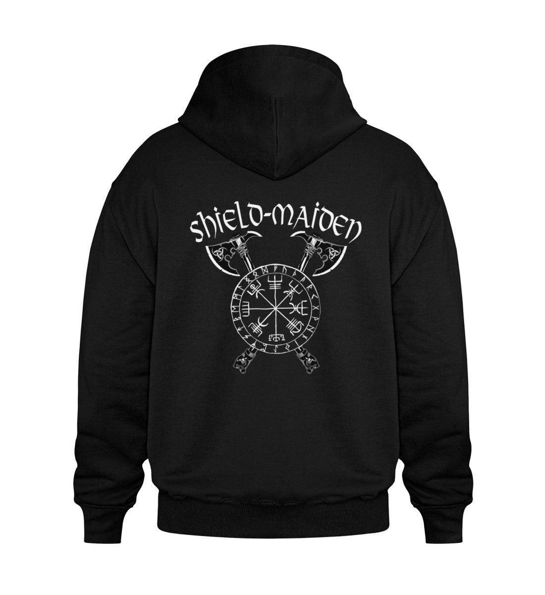 Schildmaiden Heavy Vintage Hoodie Valknut & Gekreuzten Äxten - Nordic Viking Wear