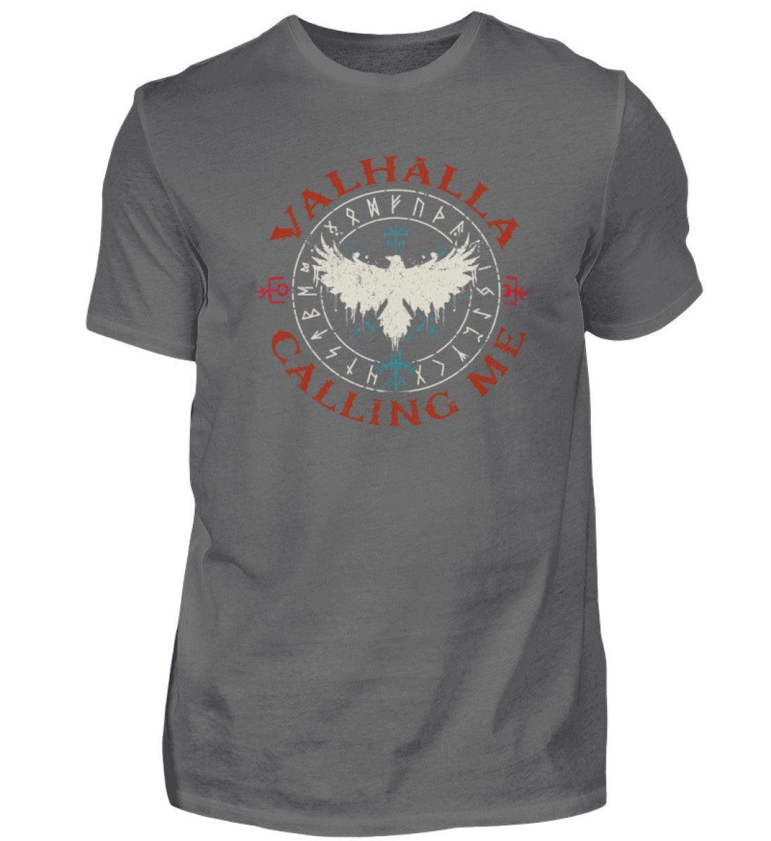 Wikinger Premium T-Shirt "Valhalla Calling Me" | Rabe mit geöffneten Flügeln & Runenkreis | Nordmythologie - Nordic Viking Wear