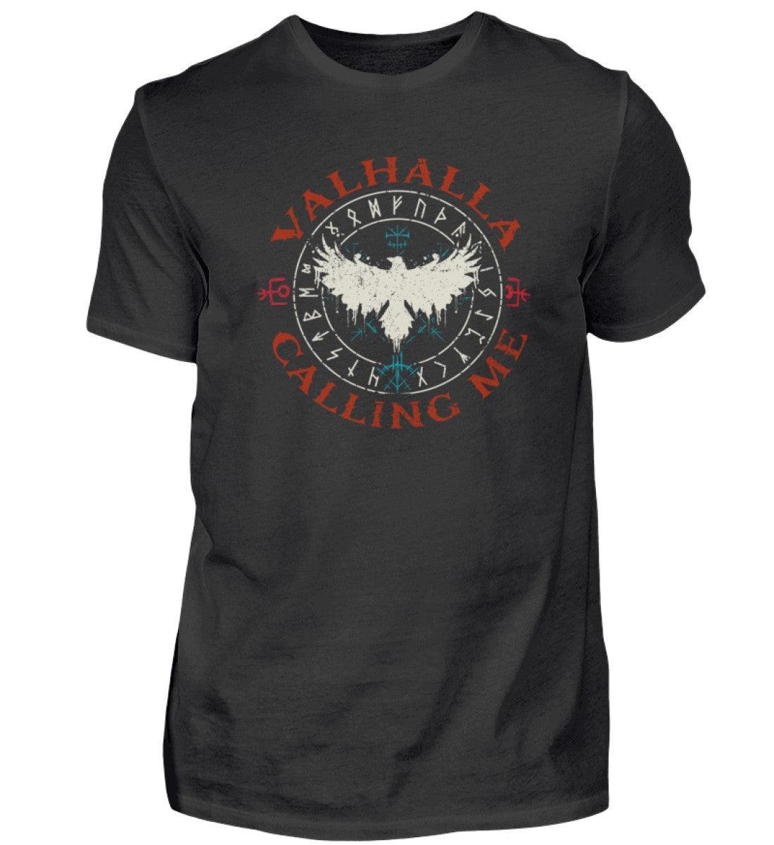 Wikinger Premium T-Shirt "Valhalla Calling Me" | Rabe mit geöffneten Flügeln & Runenkreis | Nordmythologie - Nordic Viking Wear