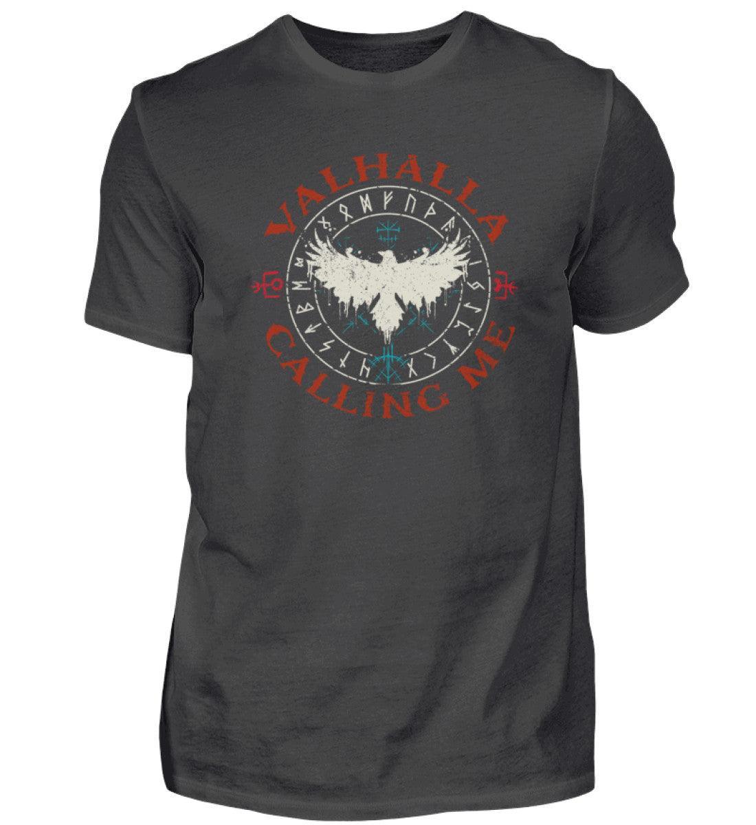 Wikinger Premium T-Shirt "Valhalla Calling Me" | Rabe mit geöffneten Flügeln & Runenkreis | Nordmythologie - Nordic Viking Wear