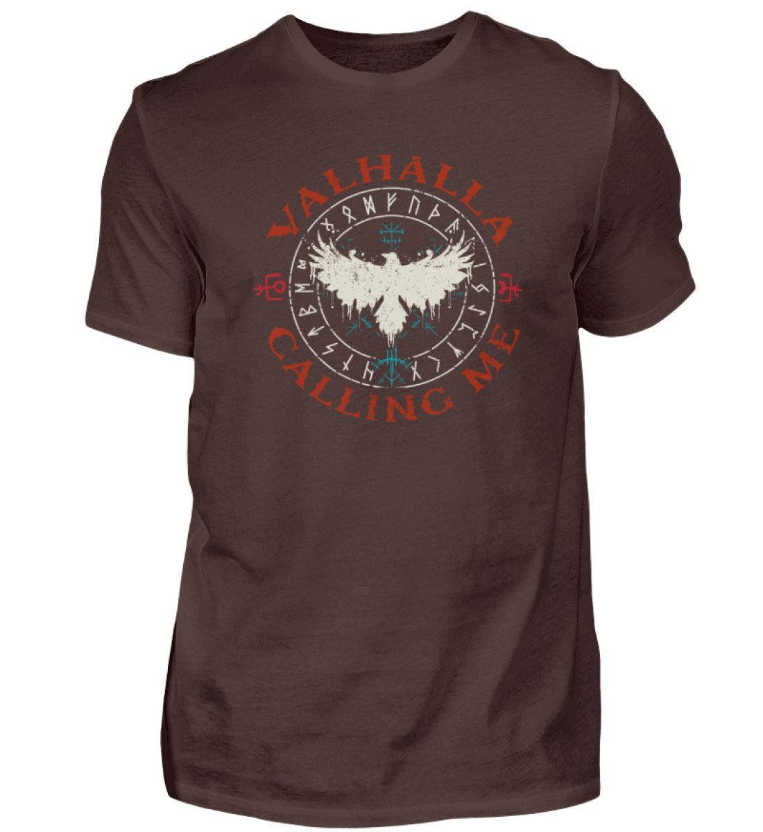 Wikinger Premium T-Shirt "Valhalla Calling Me" | Rabe mit geöffneten Flügeln & Runenkreis | Nordmythologie - Nordic Viking Wear