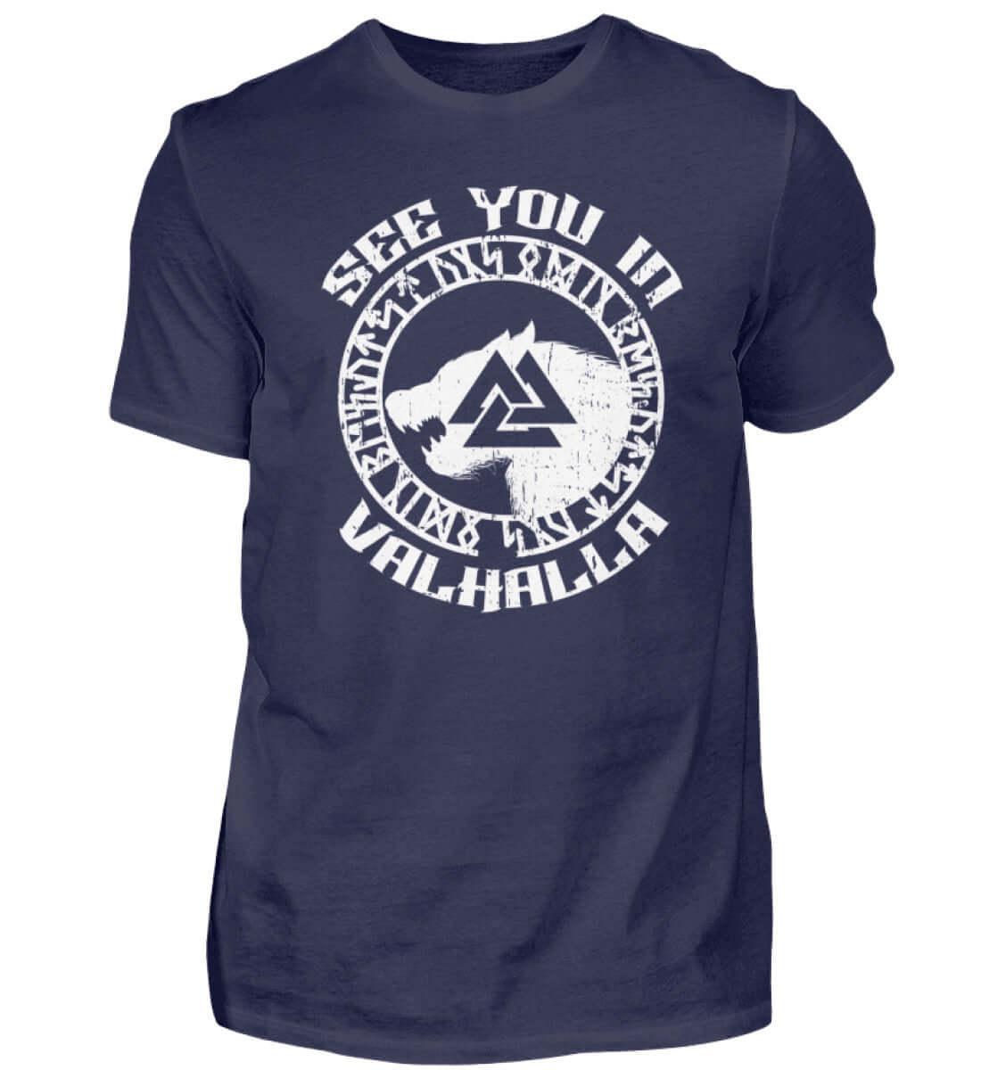 "See You in Valhalla" Wikinger Premiumshirt - Nordischer Krieger Wolf Design - Valhalla Ruf Shirt - Nordic Viking Wear