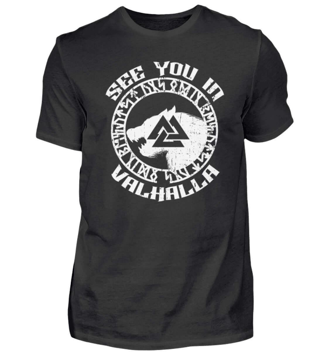 "See You in Valhalla" Wikinger Premiumshirt - Nordischer Krieger Wolf Design - Valhalla Ruf Shirt - Nordic Viking Wear