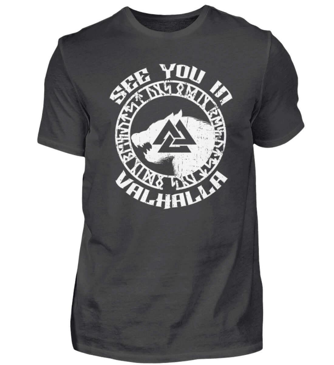 "See You in Valhalla" Wikinger Premiumshirt - Nordischer Krieger Wolf Design - Valhalla Ruf Shirt - Nordic Viking Wear
