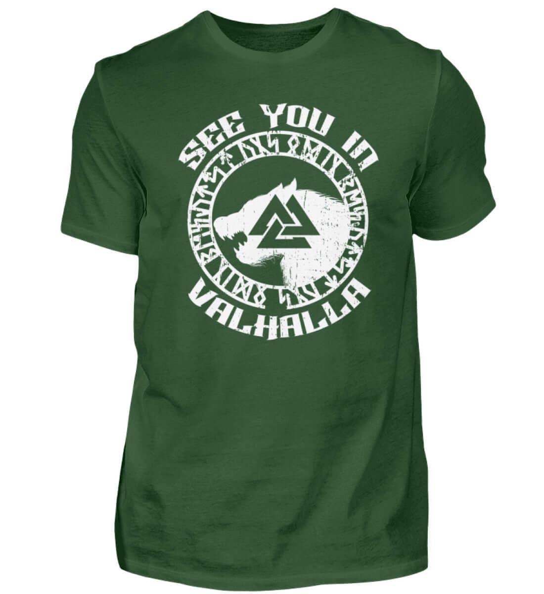 "See You in Valhalla" Wikinger Premiumshirt - Nordischer Krieger Wolf Design - Valhalla Ruf Shirt - Nordic Viking Wear