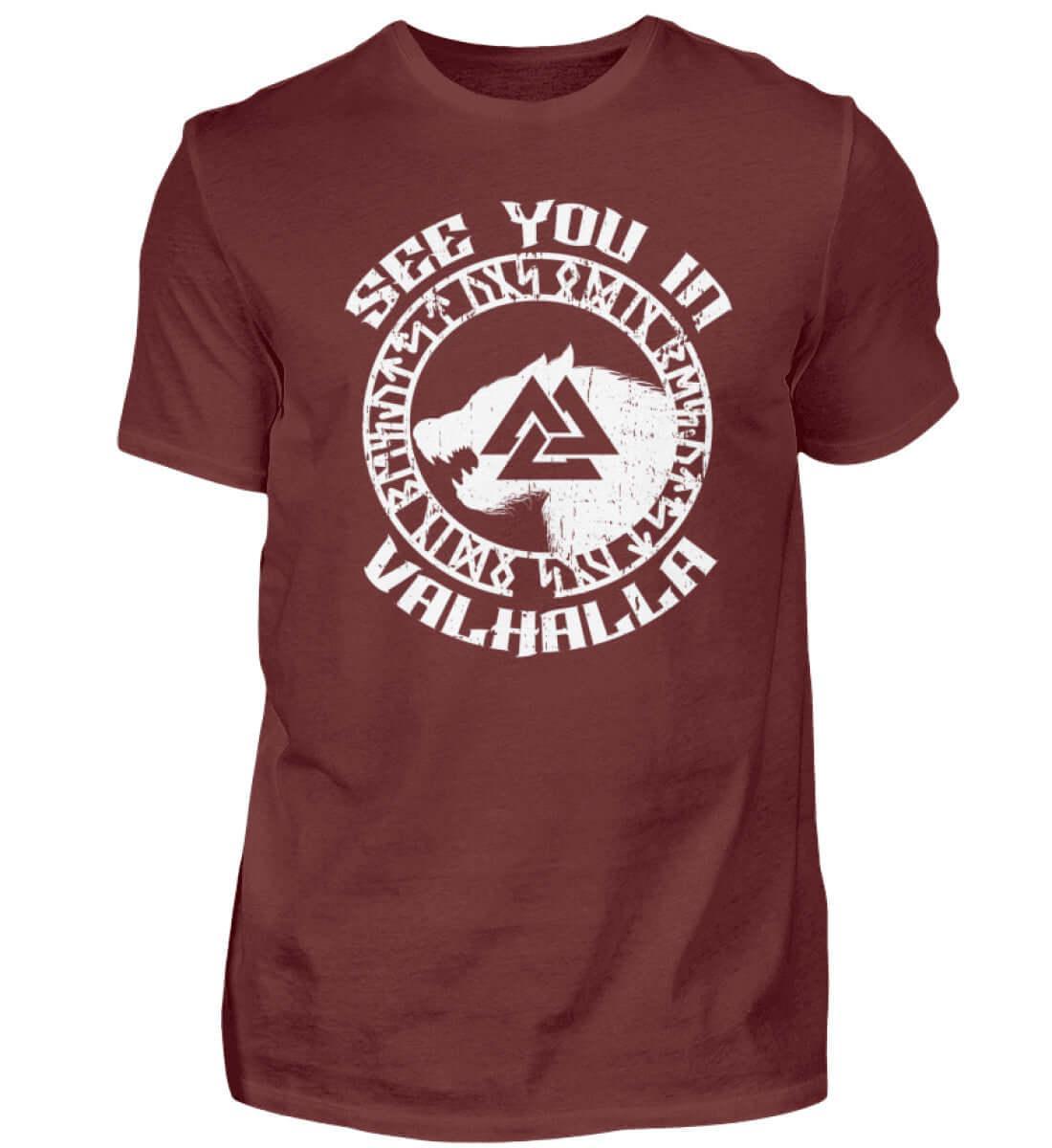 "See You in Valhalla" Wikinger Premiumshirt - Nordischer Krieger Wolf Design - Valhalla Ruf Shirt - Nordic Viking Wear