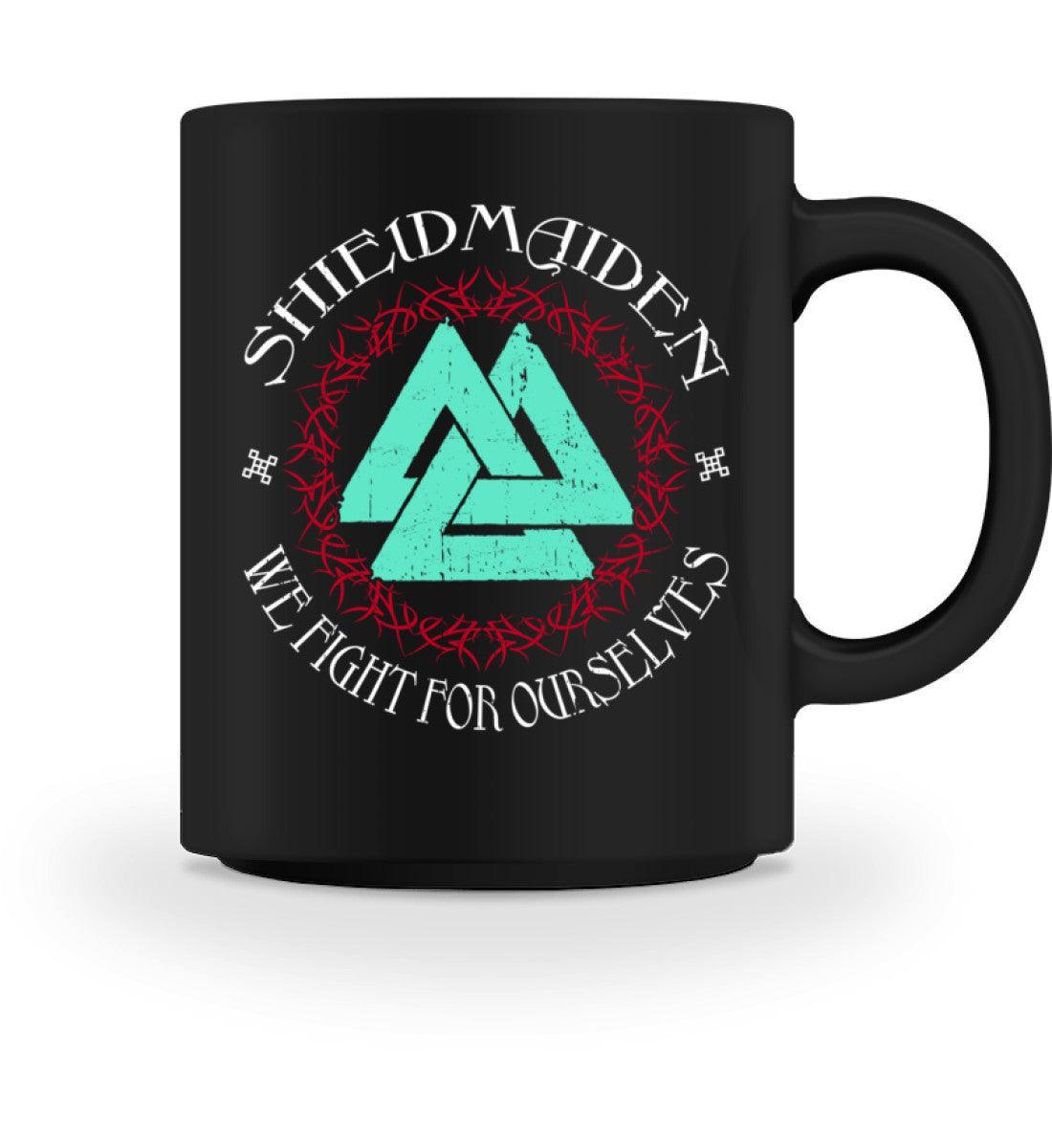 Schildmaiden Keramiktasse | Exklusives Valknut Design | Perfektes Geschenk für Liebhaber der Wikinger-Kultur - Nordic Viking Wear