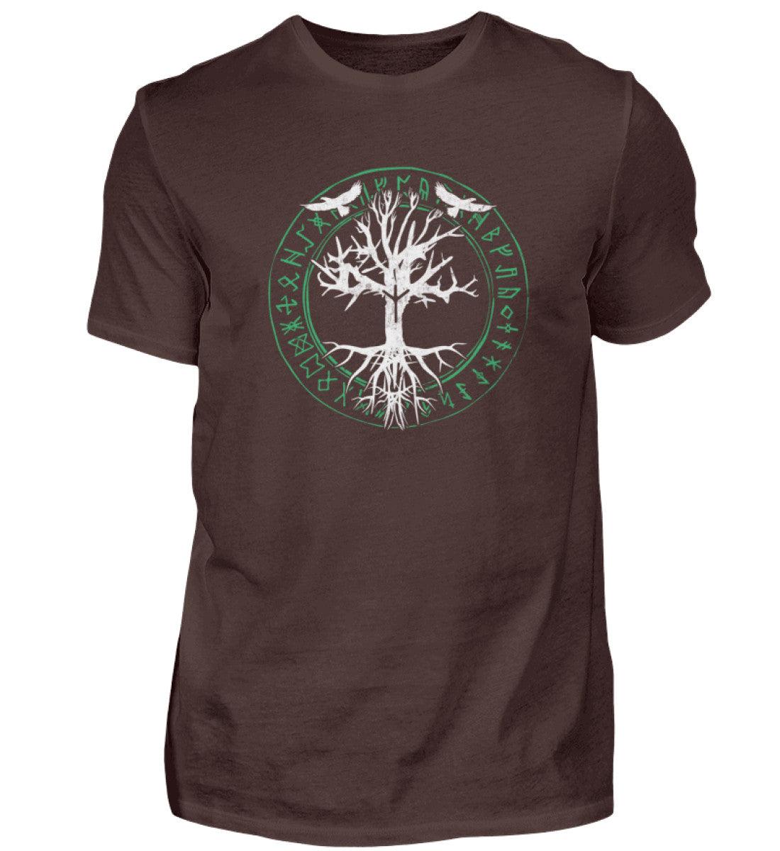 Wikinger Premiumshirt Odins Raben Weltenbaum mit Runenkreis - Nordic Viking Wear