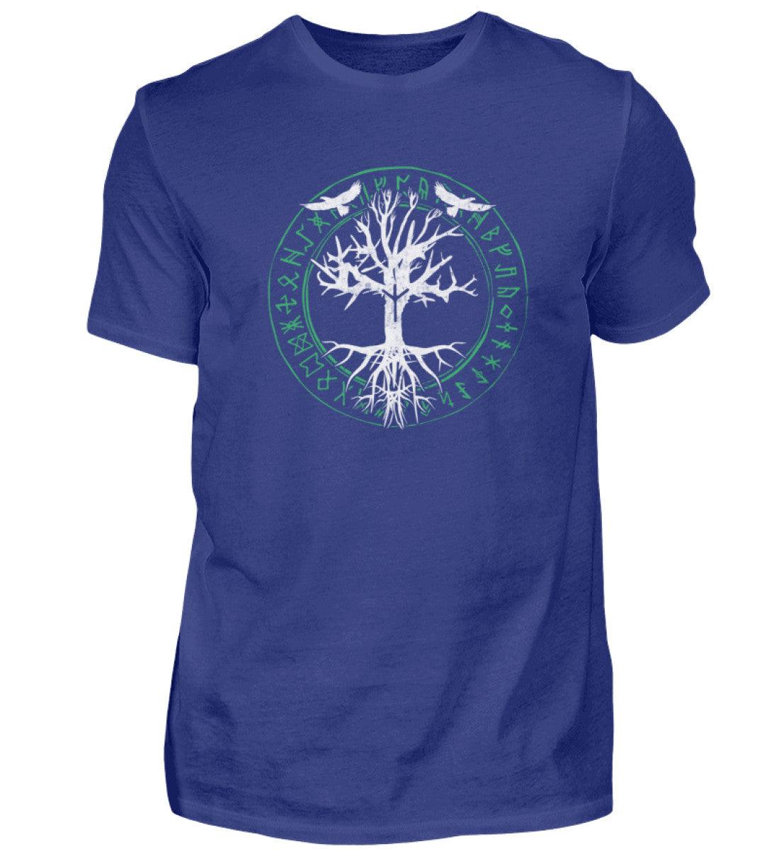 Wikinger Premiumshirt Odins Raben Weltenbaum mit Runenkreis - Nordic Viking Wear
