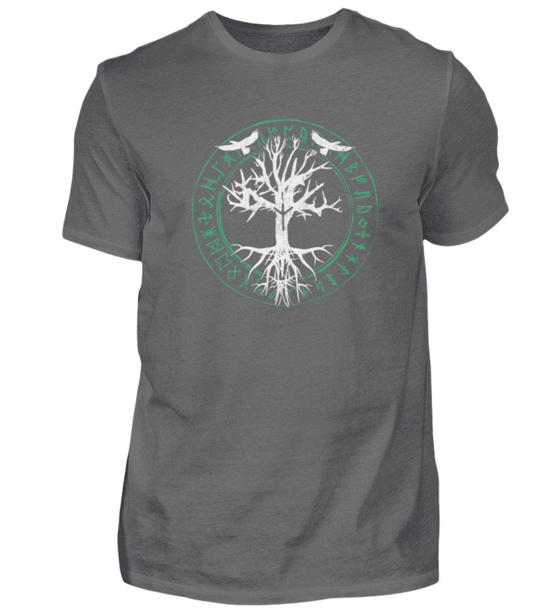 Wikinger Premiumshirt Odins Raben Weltenbaum mit Runenkreis - Nordic Viking Wear