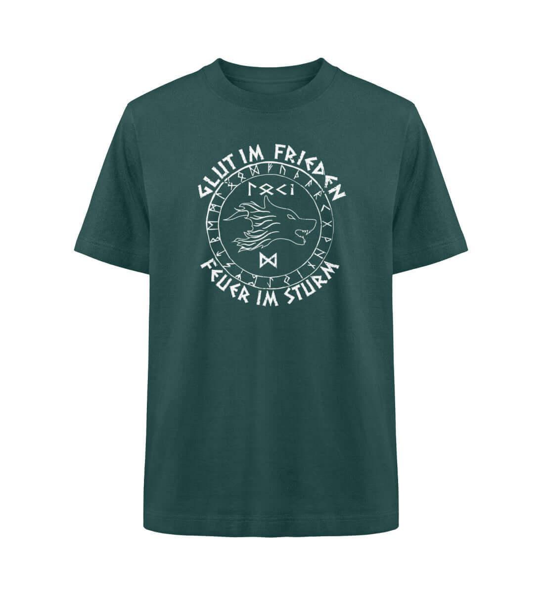 Wikinger Oversized Shirt "Blut im Frieden, Feuer im Sturm" mit Loki Im Runenkreis - Nordic Viking Wear