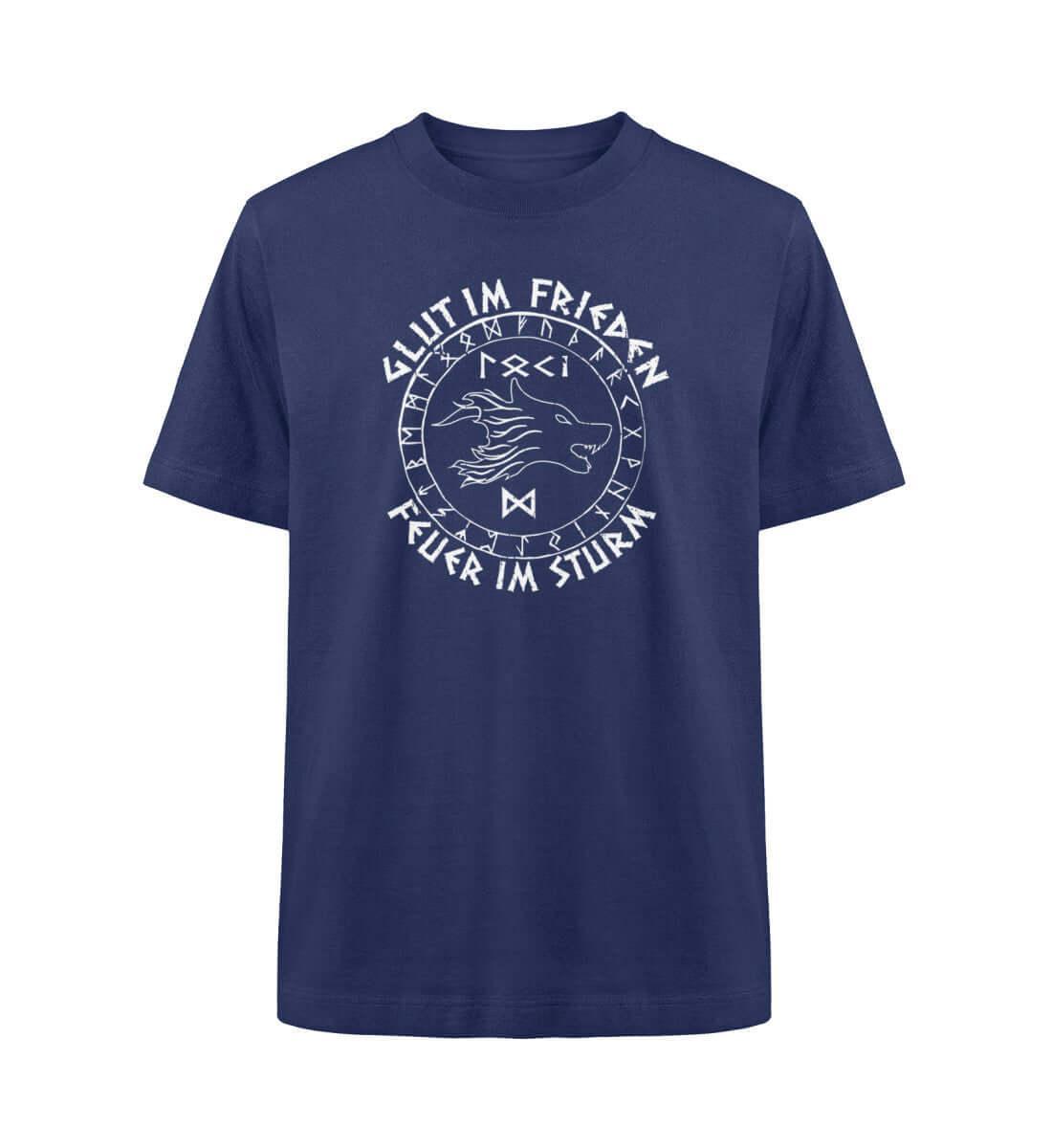 Wikinger Oversized Shirt "Blut im Frieden, Feuer im Sturm" mit Loki Im Runenkreis - Nordic Viking Wear
