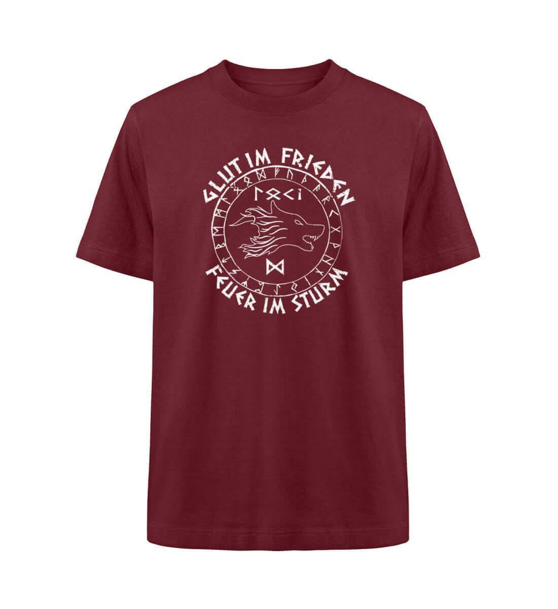 Wikinger Oversized Shirt "Blut im Frieden, Feuer im Sturm" mit Loki Im Runenkreis - Nordic Viking Wear