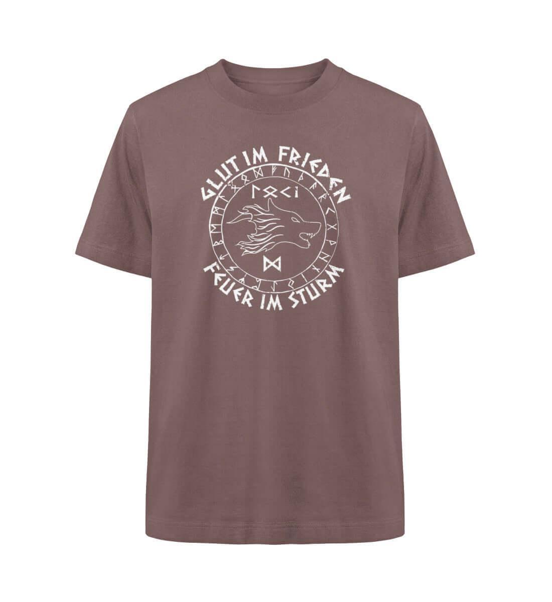 Wikinger Oversized Shirt "Blut im Frieden, Feuer im Sturm" mit Loki Im Runenkreis - Nordic Viking Wear
