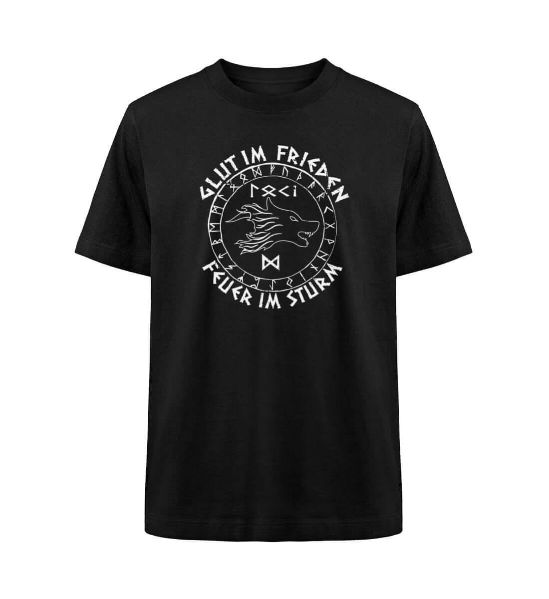 Wikinger Oversized Shirt "Blut im Frieden, Feuer im Sturm" mit Loki Im Runenkreis - Nordic Viking Wear