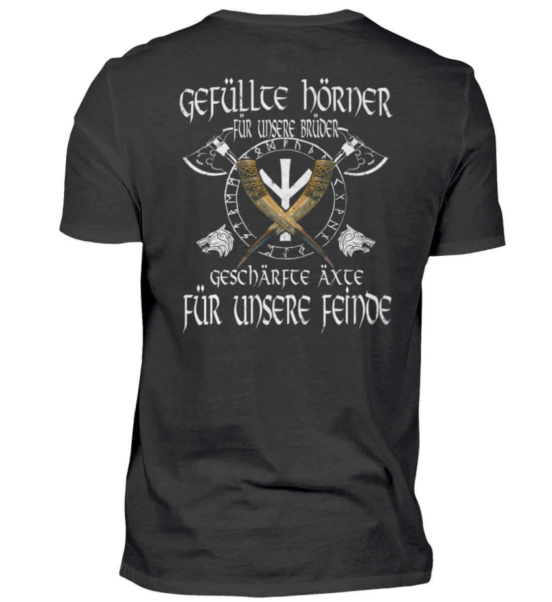 Wikinger Brüderlichkeit Premiumshirt – "Gefüllte Hörner und Geschärfte Äxte" - Nordic Viking Wear