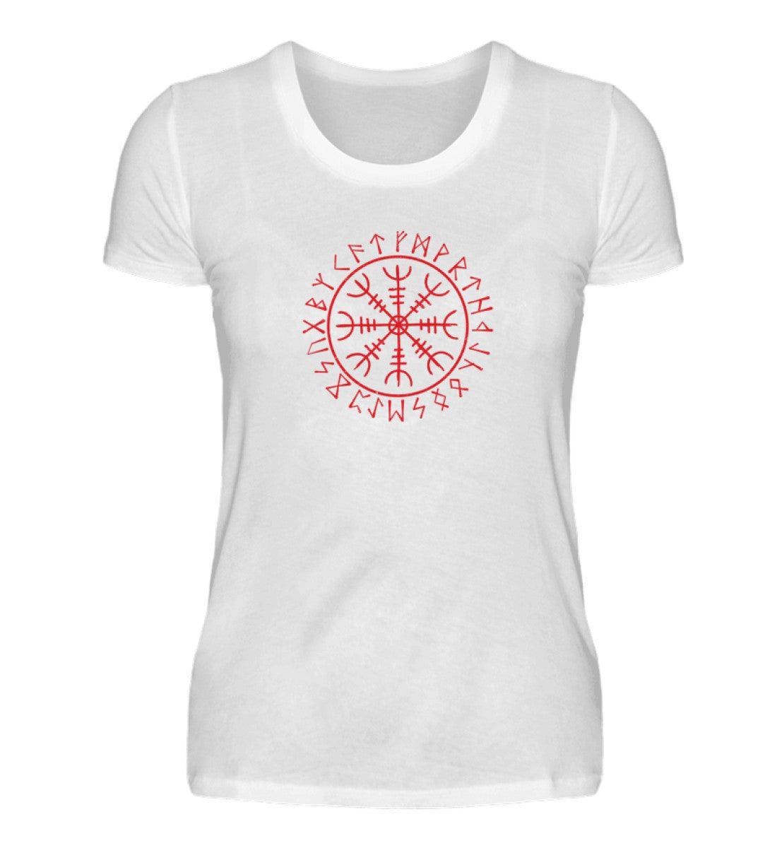 Schildmaiden "Helm Of Awe" Weißes Damen Premium T-Shirt - Nordic Viking Wear