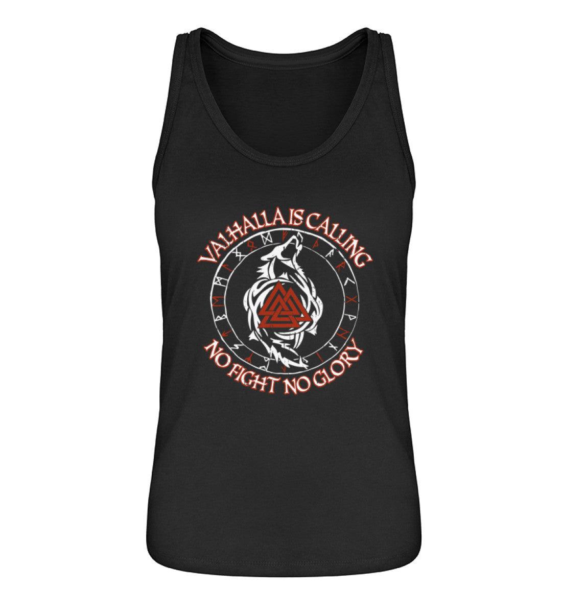 Valhalla Is Calling – No Fight No Glory | Schildmaiden Tanktop mit Runen, Wolf und Valknut - Nordic Viking Wear