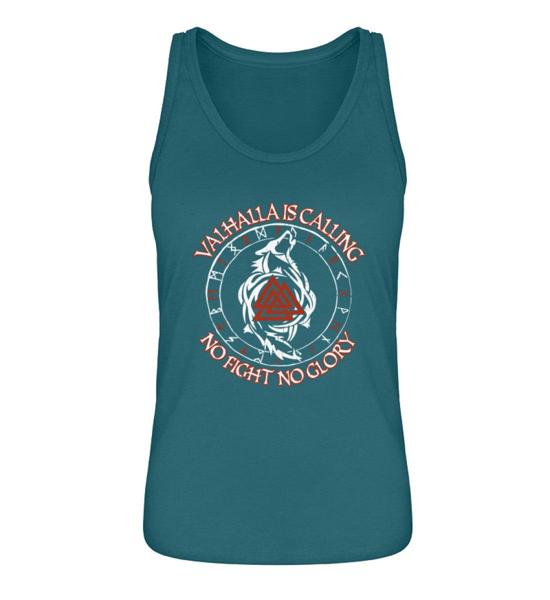 Valhalla Is Calling – No Fight No Glory | Schildmaiden Tanktop mit Runen, Wolf und Valknut - Nordic Viking Wear