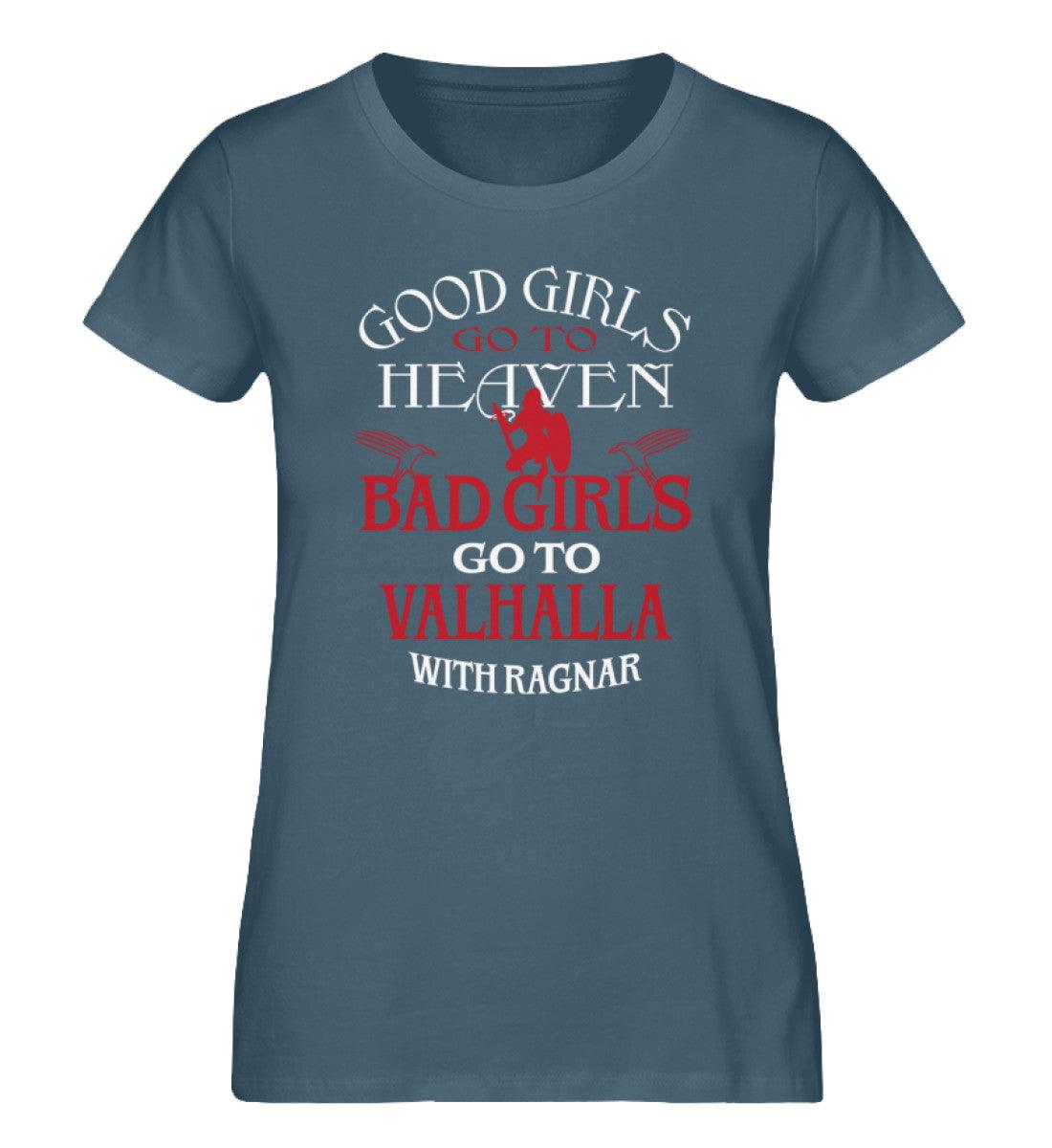 "Schildmaid Expresser Shir- 'Bad Girls Go To Valhalla with Ragnar' - Kraftvolles Viking - Damen Premium Organic Shirt - Nordic Viking Wear
