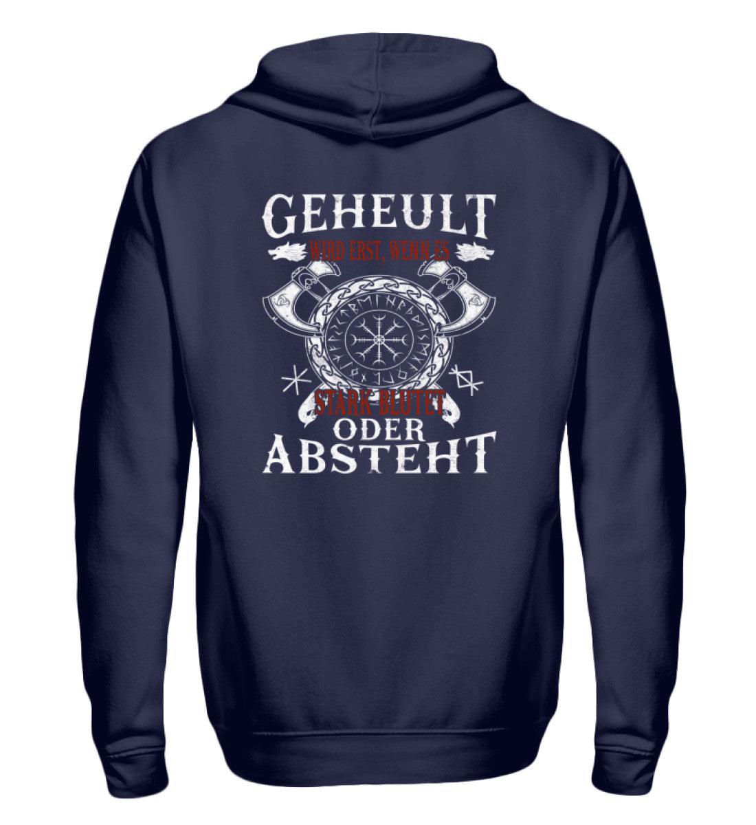 ⚔ Zipp-Hoodie „Geheult wird erst, wenn es stark blutet“ – Wikinger-Krieger Look ⚔ - Nordic Viking Wear